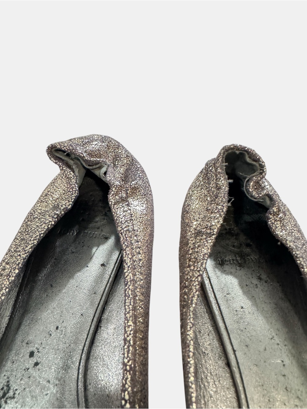 Tory Burch Metallic Distressed Pewter Flats Size 10M - Picture 6 of 9